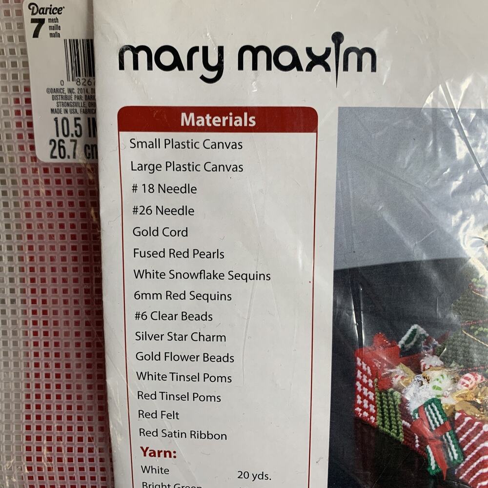 2014 Mary Maxim Christmas Tree Candy Dish Plastic Canvas Kit Yarn Needlepoint - Picture 6 of 6